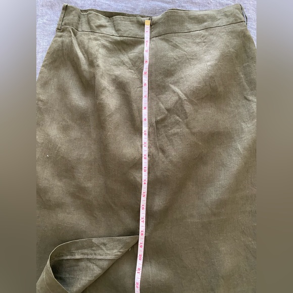 Zara linen pencil skirt in dark olive green - Picture 8 of 11